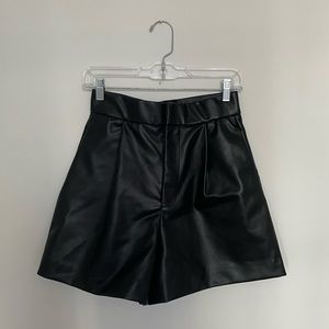 High waisted leather shorts